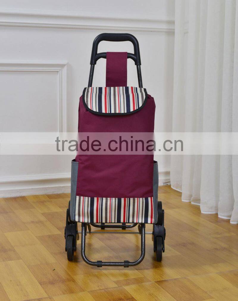 3 Wheels Stair Climber Foldable Shopping Trolley Bag With Seat