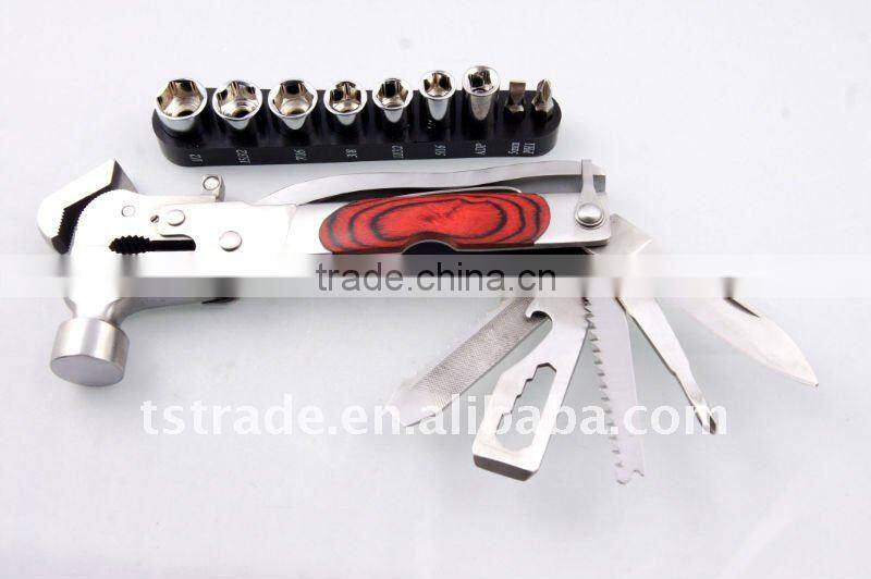 2014 New product:11 multi tool stainless steel hammer promotion gift hammer multi hammer tools with flashlight