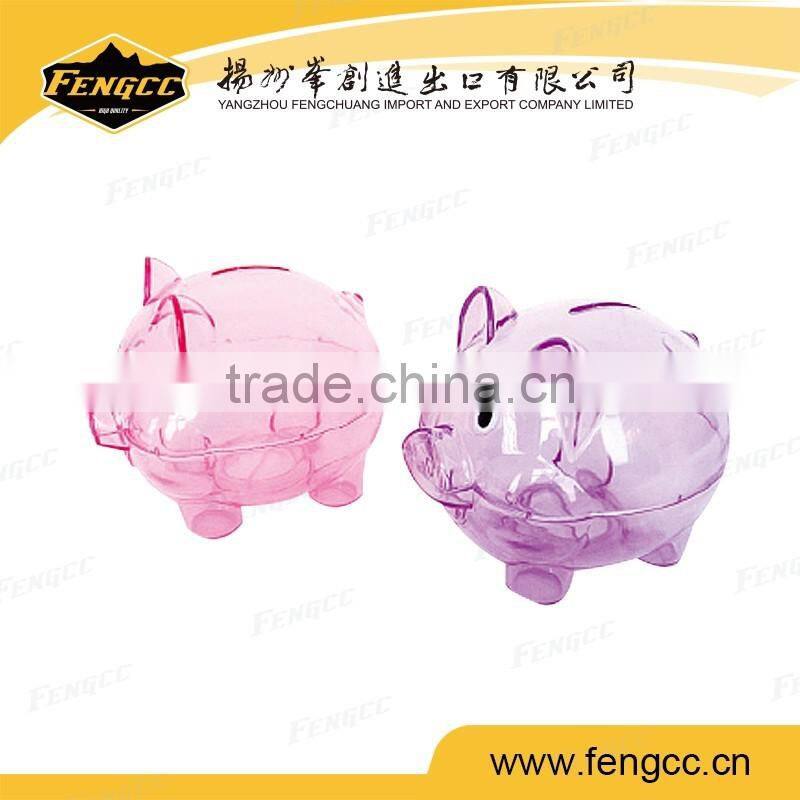 Customized logo printed heart shape plastic piggy bank