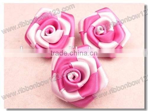 2015 pure handmade Satin ribbon rose flower for fancy dress