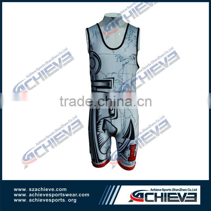 China manufacturer cheap sublimated wrestling singlets