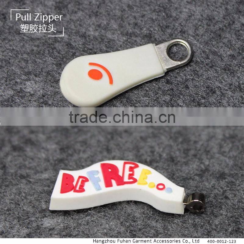 Factory Price Custom Garment PVC Zipper Sliders with Printing Design
