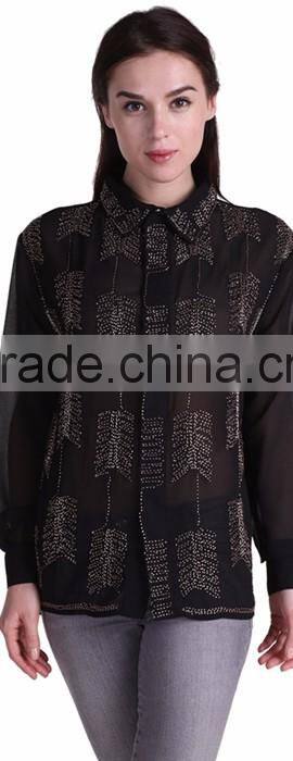 Domin fashion wholesale beading design ladies tops images