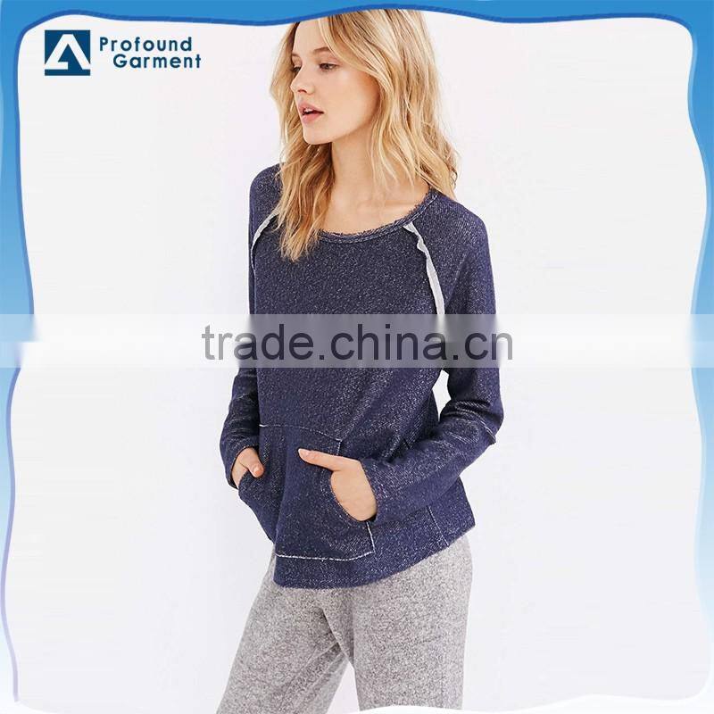 Fall clothing embroidered acid wash crewneck sweatshirt for women