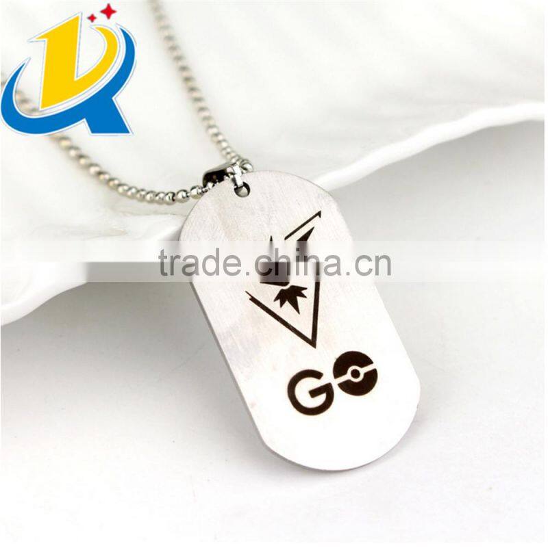 New design popular stainless steel pokemon go custom necklace