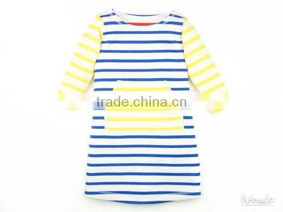 2017 New arrival baby Clothes wholesale Hot sale cotton cheap blue stripe Children's Boutique fashion adult size baby girl dress