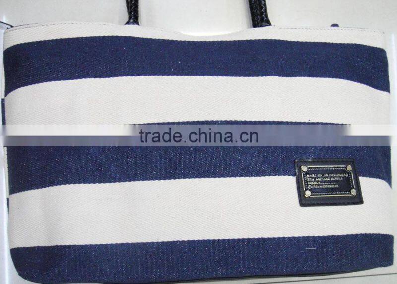Fashion Lady stylish canvas cotton stripe bag