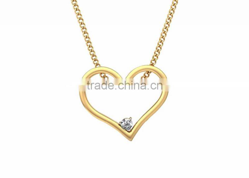 Fancy Gold Plated Small CZ Stud Heart Pendant