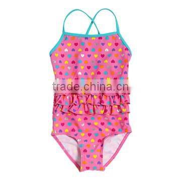 Red baby girl swimwear one piece with hello kitty printing