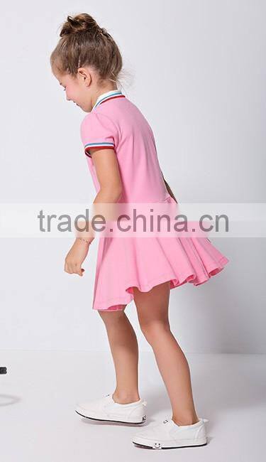 2016 primary beautiful school uniform design patterns polo dress for baby girl
