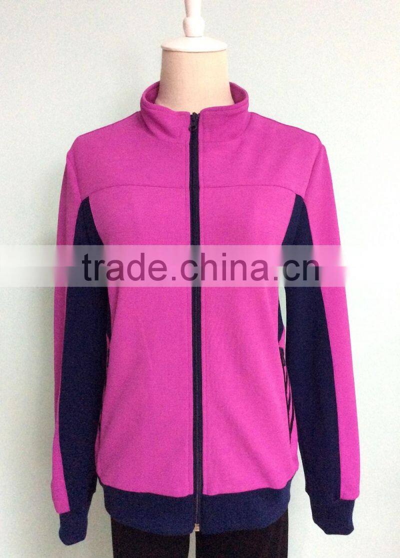 Fashion custom fantastic matching color women contracted long sleeve sportswears made in china