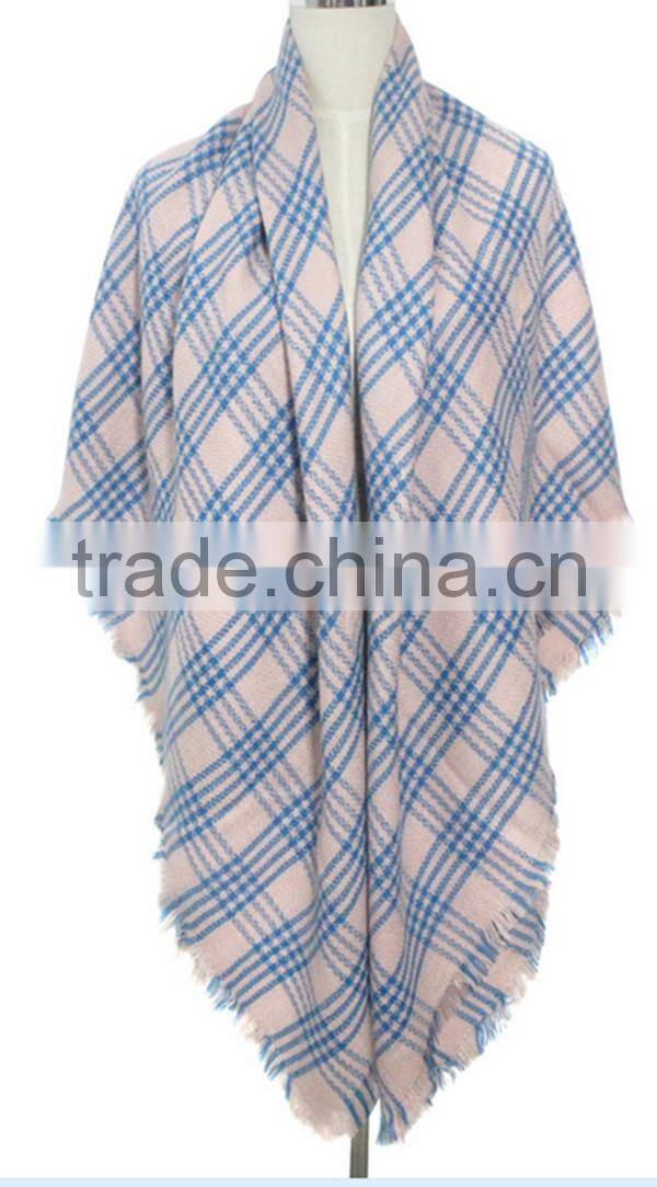 Classic plaid pattern high quality 30 choice 140*140 acrylic new European style square blanket scarf
