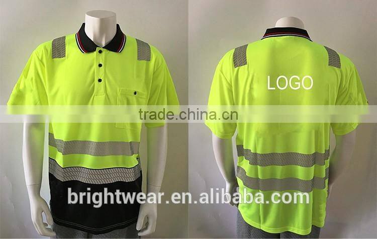 Mens two-tone flourescent AS/NZS high visibility reflective chinastar safety polo shirt