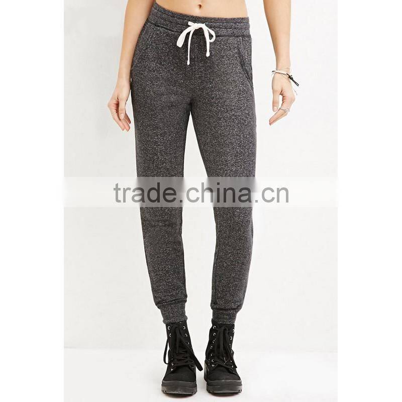 Ladies mid waist sports cotton large size heather joggers pants/trousers tracksuit clothes