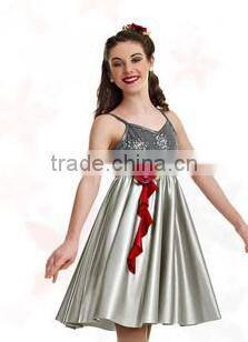 long sliver grey dress-evening dinner dance costumes-satin comfortable lady wear