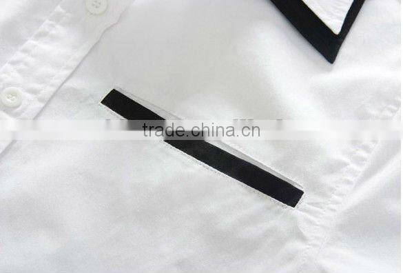 2016 mens new fashion double collar cuff and pocket piping fitted casual shirt