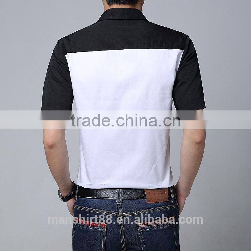 elegant contrast color slim fit casual short sleeve men casual shirt