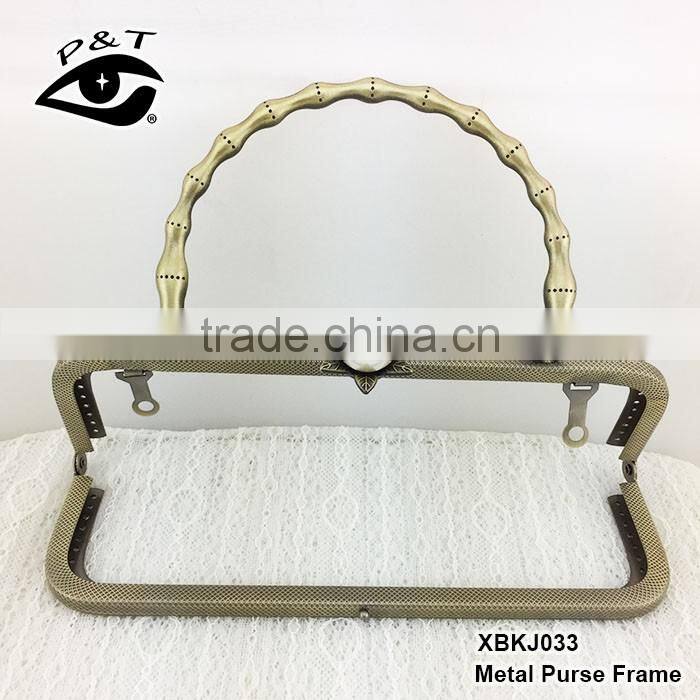 China high quality metal clutch purse frame with handle big pearl clasp