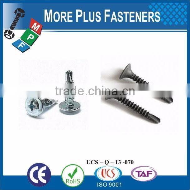 Taiwan #12-14 x 1" Indent Hex Unslotted Hex Washer Head Epoxy #3 410 Stainless Steel Bonded Sealing Washer Self-Drilling Screw