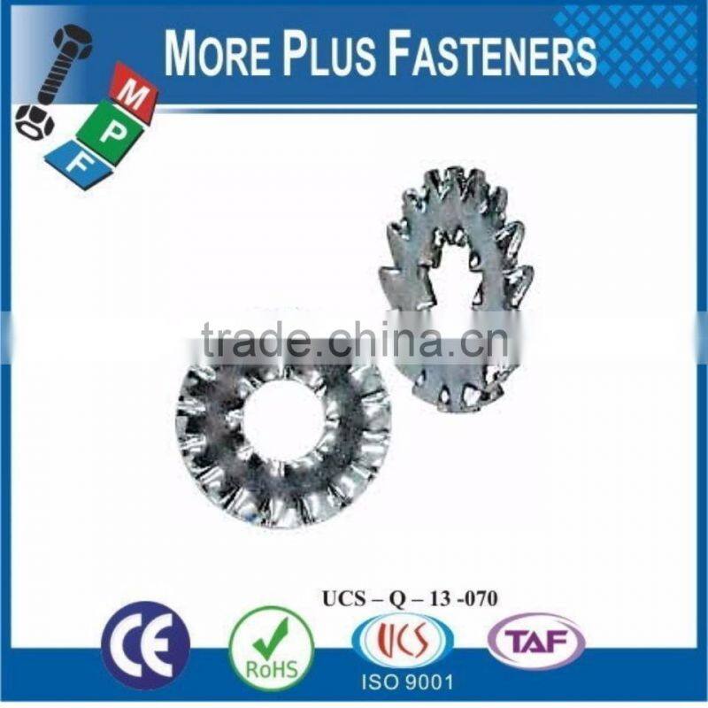 Made in Taiwan External and Internal Tooth Lock Washer Stainless Steel or Carbon Steel Bright Zinc Plated