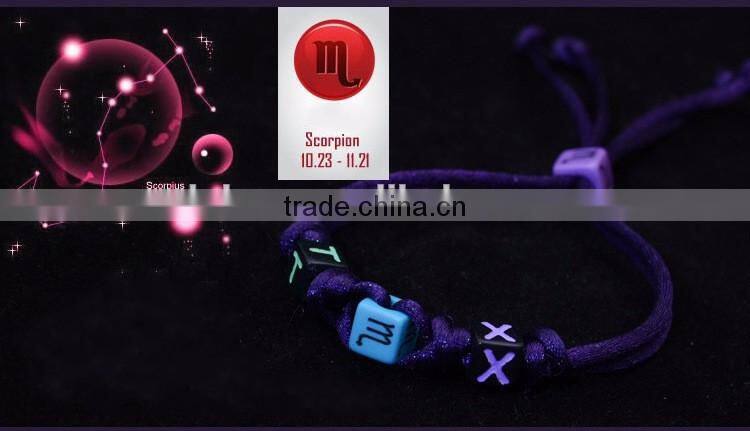 Latest Colorful Handmade Handicraft Braided Vintage 12 Zodiac Sign Charm Bracelet