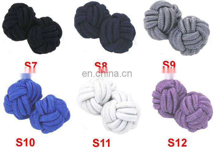 High Quality Multicolor Silk Knot Cufflinks Elastic Cuff links Fabric Cufflinks