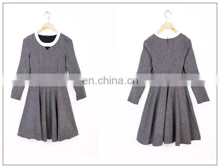High quality long sleeve tweed spring dress above knee, wholesale dress fashion