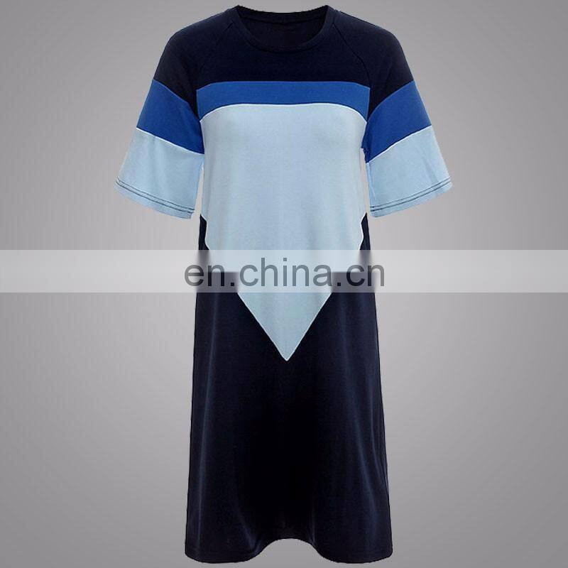 Wholesale Custom Women's High Quality Short Sleeve Jersey Dress Sport T-Shirt Color Block Over Sized Tshirt Dress