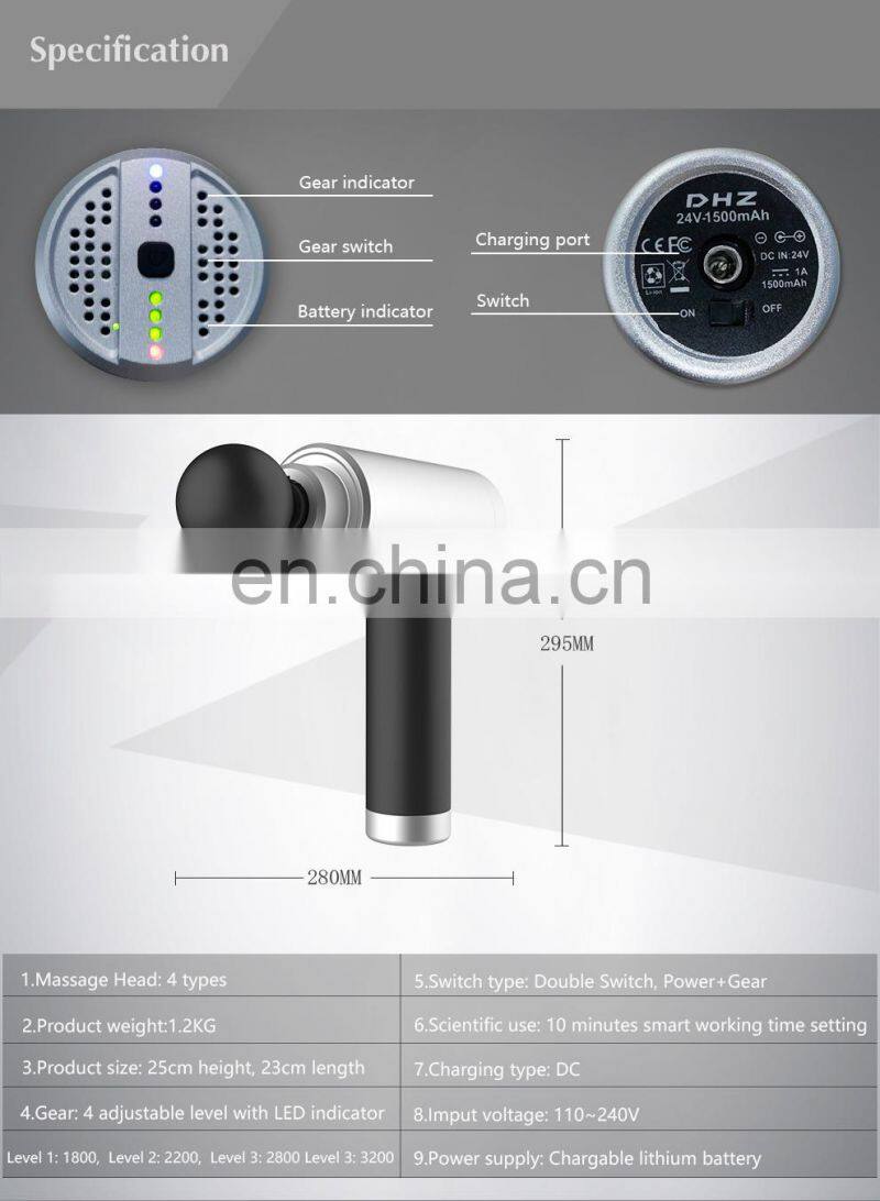 DHZ New Generation Handle Percussion Device Booster Cordless Muscle Vibration Massage Gun