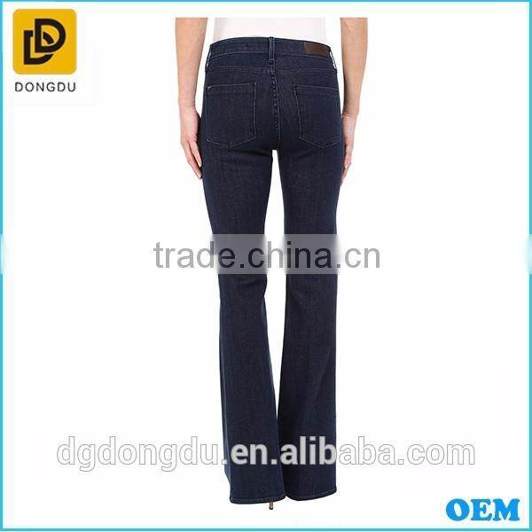 OEM service classical 100% cotton denim jeans trousers lady bell-bottoms pants