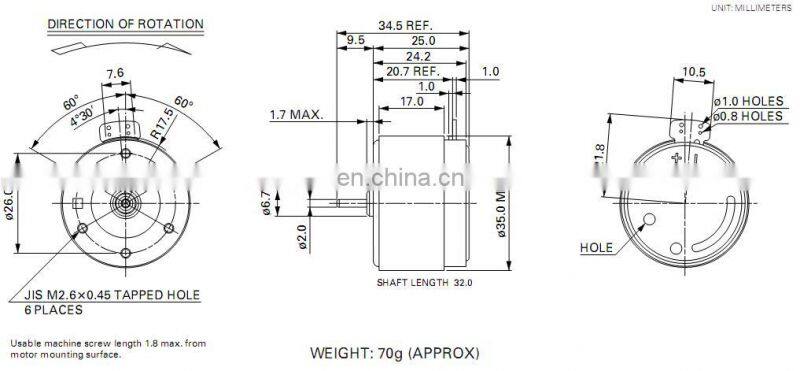 6V 9V 12V 2400rpm DC Motors EG-530AD for cassette tape recorder
