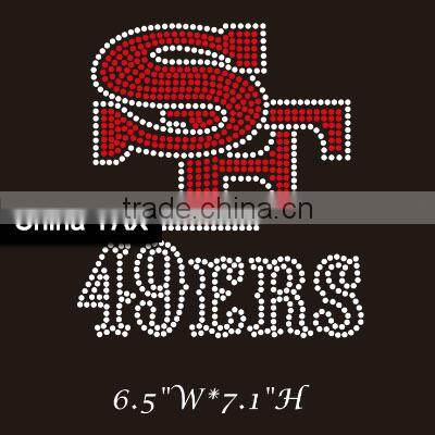 1226 100%QC Custom Crystal Rhinestone Iron on Transfer;Wholesale iron on transfer 49ers rhinestone for garment