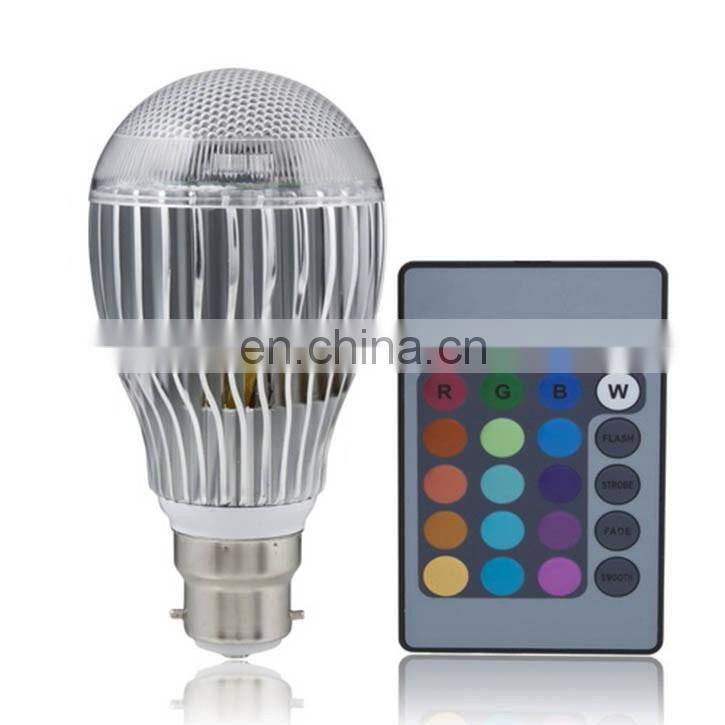 9W Remote Control Color rechargeable LED Bulb Light Changing LED Light Bulb B22 RGB Color Lamp 100-240V