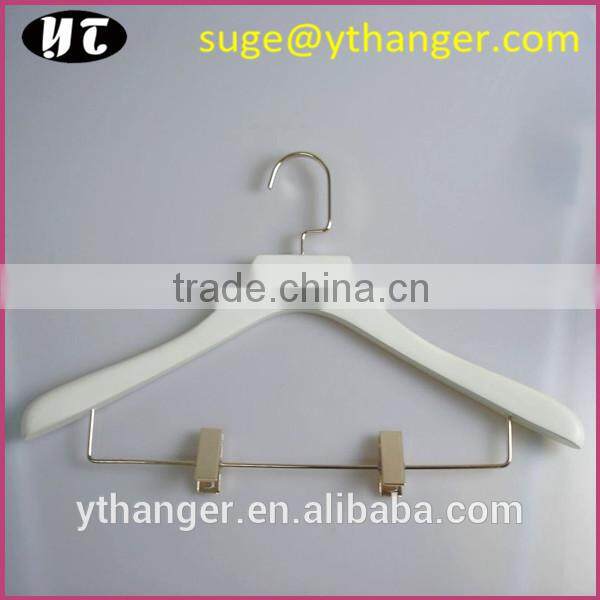 W8010 white wood coat hanger non slip clothes hanger