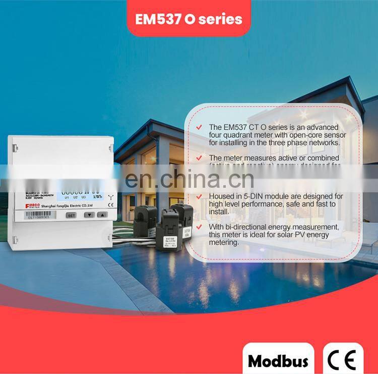 EM537 CT 3*230/400V 0-3000A/330mV 3 phase 4 wire pass through energy meter with RS485