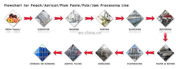 Peach/apricot/plum fruit jam production processing machines line