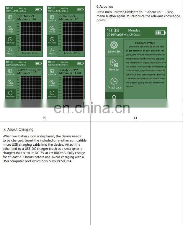 DM509 Handheld Indoor PM2.5 CO2 HCHO TVOC Temperature Humidity AQI Air Quality Monitor Detector