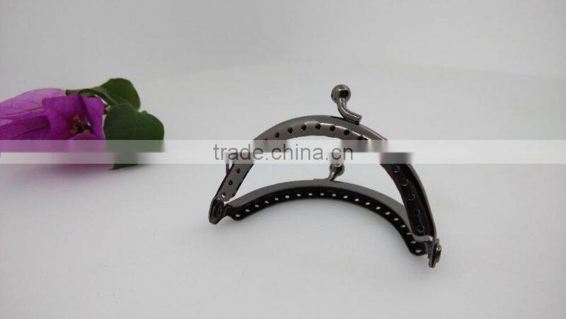 Rockin Beads Brand, 5 Metal Frames Snap Clasp Arch Pattern for Large Coin Style Purse Gunmetal Black Tone 6.3*3.5cm