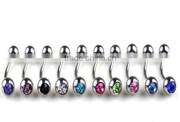 Hot Sale Cheap Lovely Anti-allergy 316L Stianless Steel Colorful Diamond Curve Nose Rings Body Piercing