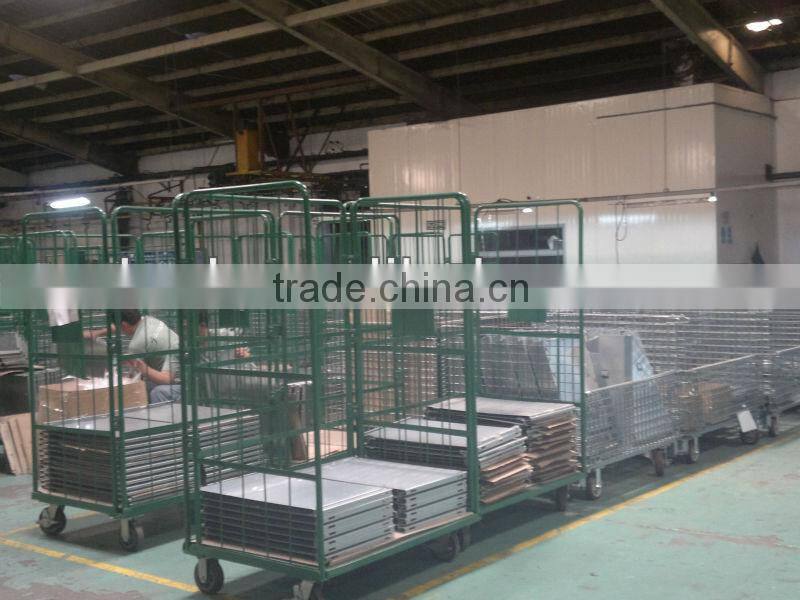 Logistics warehouse steel nestable cage trolley