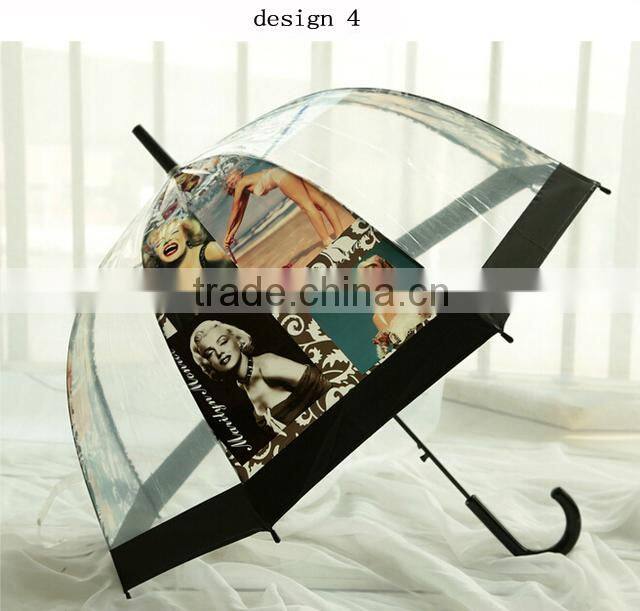 Fashion pvc transparent sex beautiful girl picture umbrella