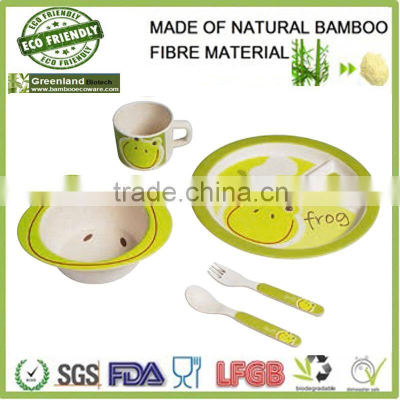 2015 hot selling bamboo fibre product animals 4c decal kids dinner set