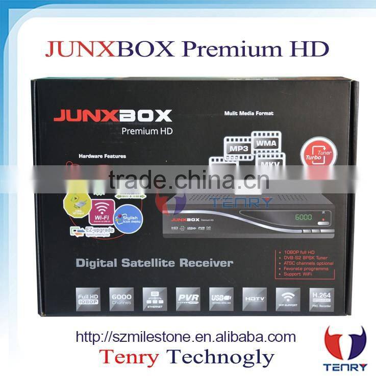 Original JYNXBOX Box Junxbox Premium hd with Fan& jb200&wifi antenna&twin tuner slot for north america