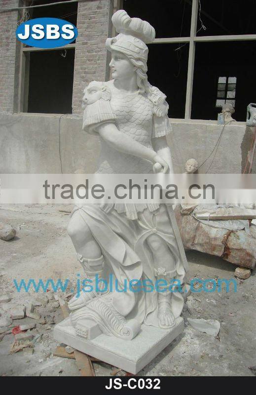 carved marble antique soldier statue