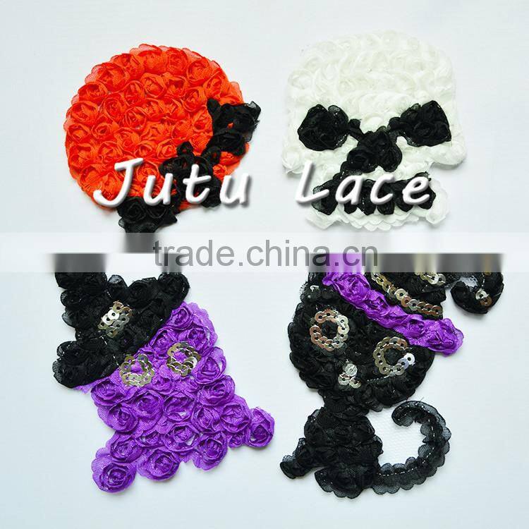 New Halloween cap chiffon shabby rose trim, popular symbols of Halloween hats rosette flower