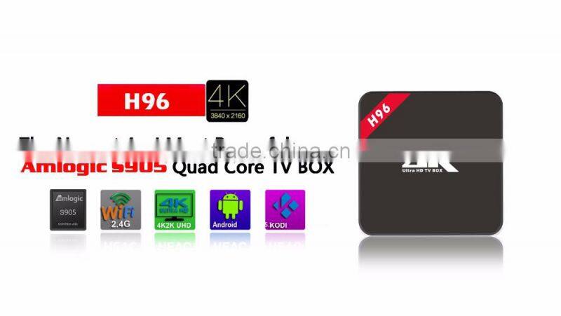 2016 factory hotsale Android TV Box IPTV Amlogic S905 Quad Core Android5.1 DDR3 1G 8G H96
