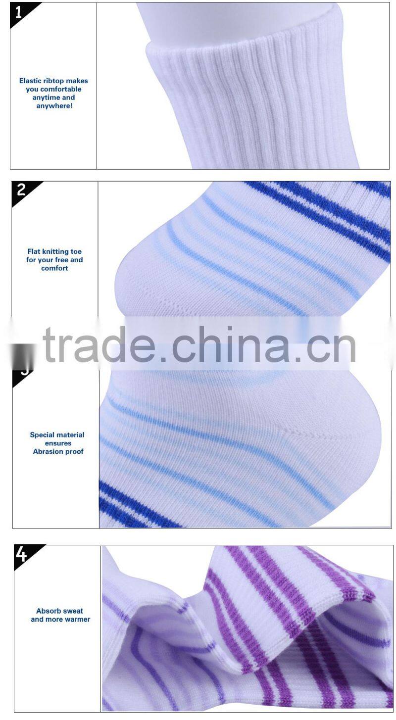 2015 New Arrival Striped Women soft cotton new fashion sport ankle socks