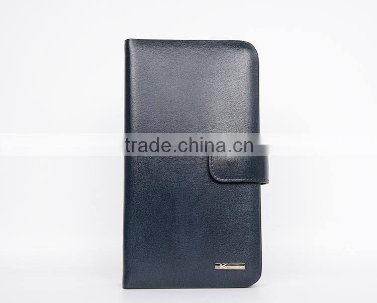 Brown Smooth Leather Men's Carrying Wallet Case Clutch Cell Phone Zippered Pouch