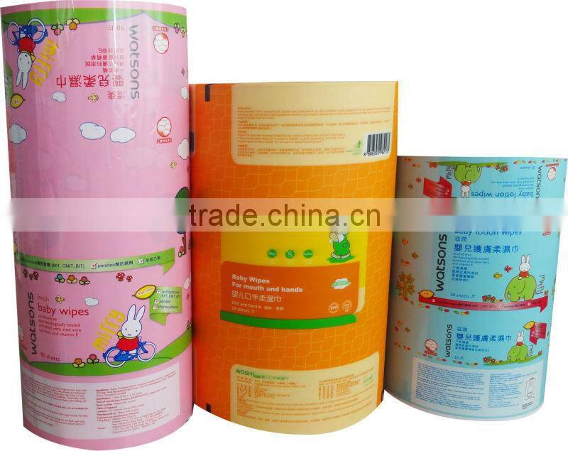 Opp PET /PE CPP Laminated cleaning wipes plastic film bag,plastic packing laminatd film material VMPET/OPP pet/vmpet/pe film
