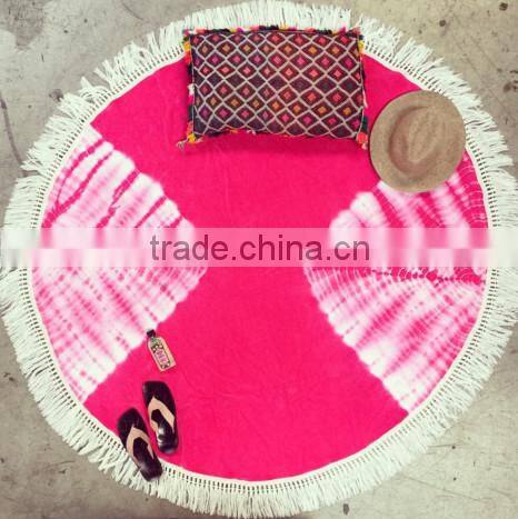 1500mm cotton round beach towel, towel with tassels